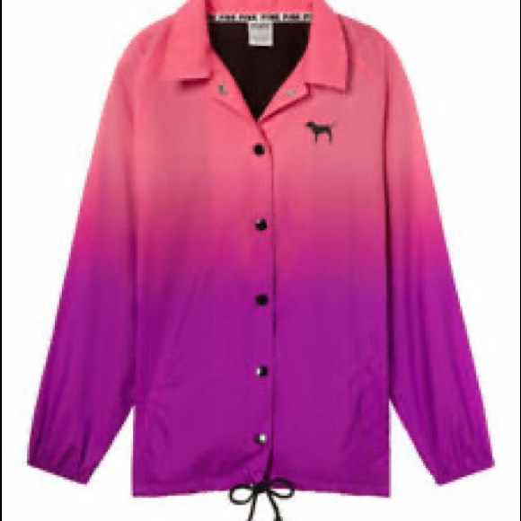 NWOT PINK VS OMBRÉ SNAP BUTTON ADJ COACHES JACKET - Picture 7 of 16